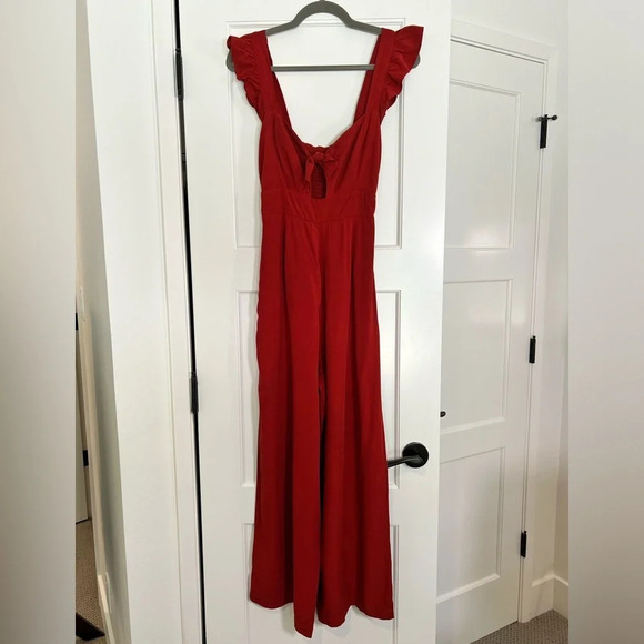 L*Space Red Tie Front Romper Size Small - Picture 4 of 4